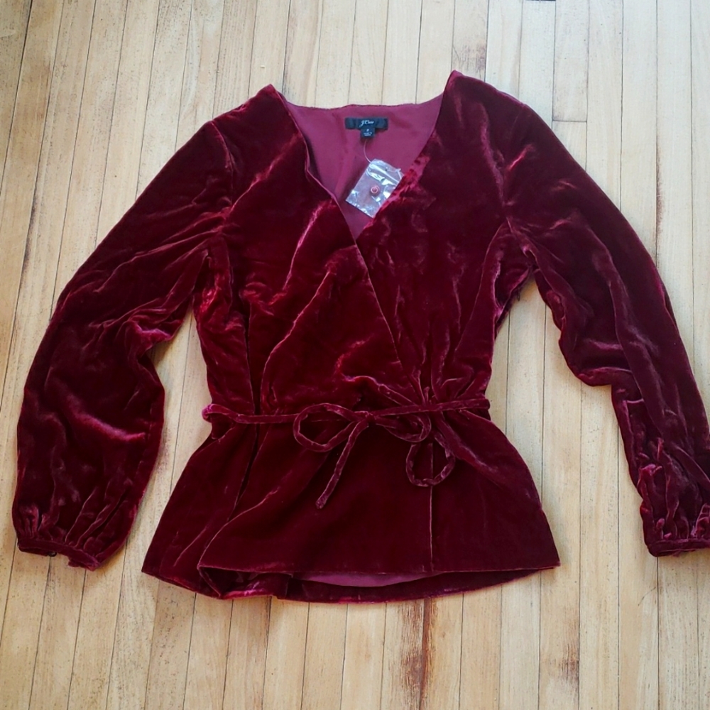 J.crew size 2 burgundy velvet top